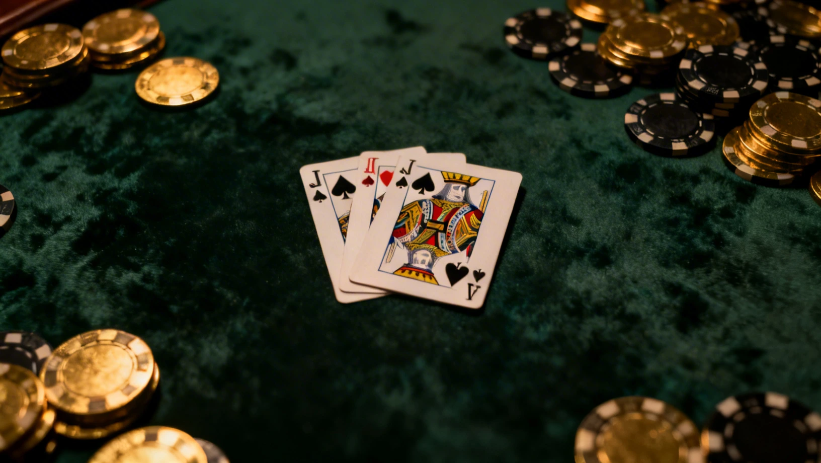 Table de poker avec jetons et cartes